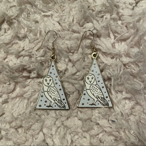 Art By Ciara Gold Plated Enamel Handmade Owl Earrings - Picture 1 of 3